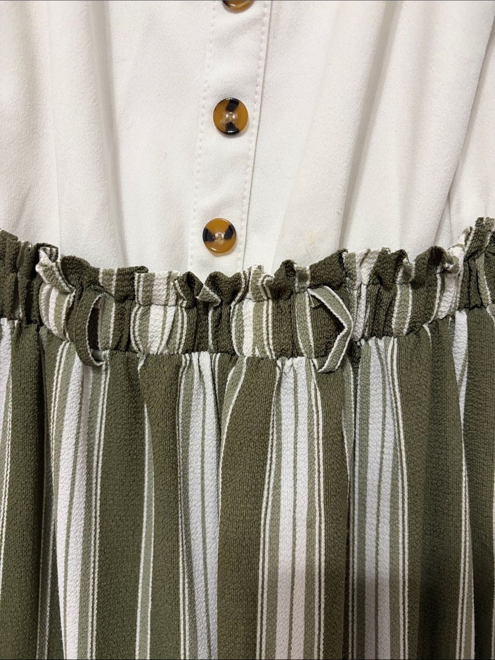 Blue Rain White & Olive Striped Spaghetti Strap Jumpsuit